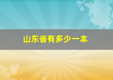 山东省有多少一本