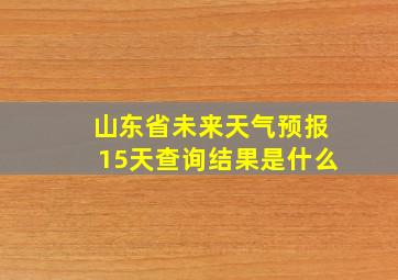 山东省未来天气预报15天查询结果是什么