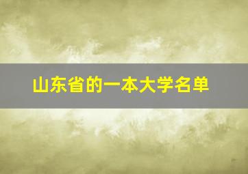 山东省的一本大学名单