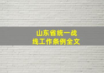 山东省统一战线工作条例全文