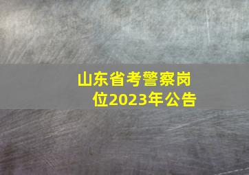 山东省考警察岗位2023年公告