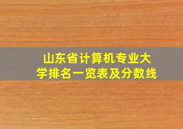 山东省计算机专业大学排名一览表及分数线