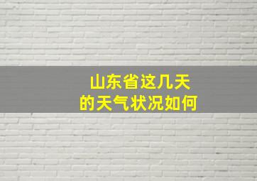 山东省这几天的天气状况如何