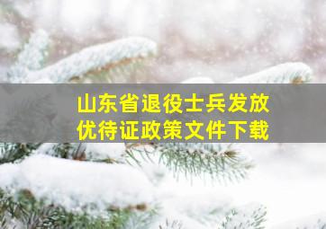 山东省退役士兵发放优待证政策文件下载