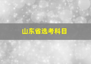 山东省选考科目