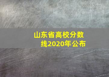 山东省高校分数线2020年公布