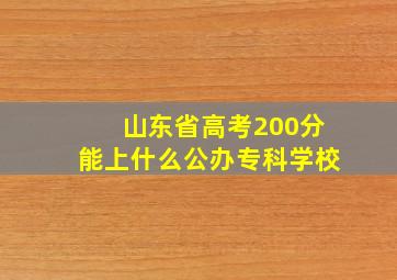 山东省高考200分能上什么公办专科学校