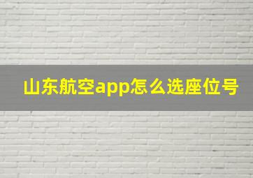 山东航空app怎么选座位号