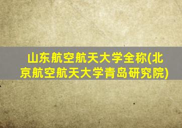 山东航空航天大学全称(北京航空航天大学青岛研究院)