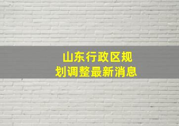 山东行政区规划调整最新消息