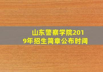 山东警察学院2019年招生简章公布时间