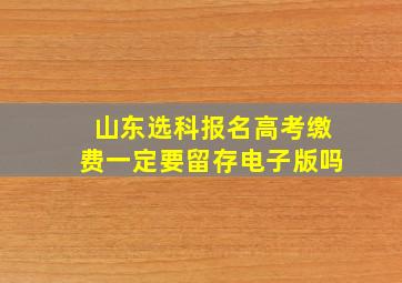 山东选科报名高考缴费一定要留存电子版吗