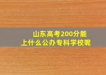 山东高考200分能上什么公办专科学校呢