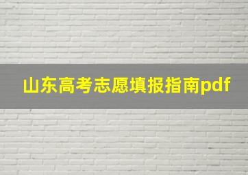 山东高考志愿填报指南pdf