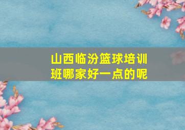 山西临汾篮球培训班哪家好一点的呢