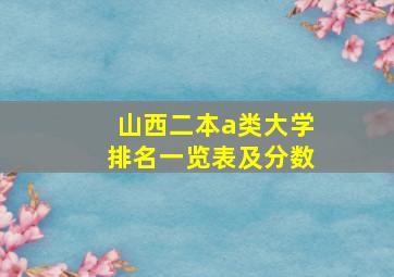 山西二本a类大学排名一览表及分数