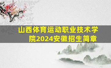 山西体育运动职业技术学院2024安徽招生简章