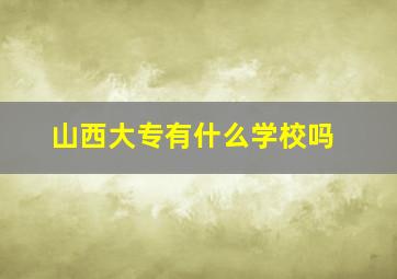 山西大专有什么学校吗