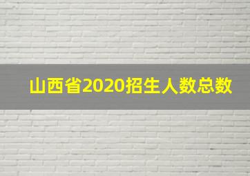 山西省2020招生人数总数