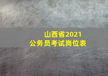 山西省2021公务员考试岗位表