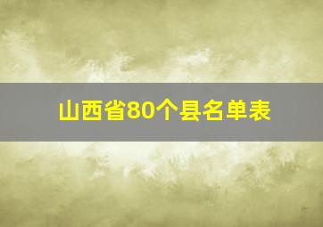 山西省80个县名单表