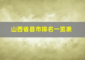 山西省县市排名一览表