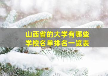 山西省的大学有哪些学校名单排名一览表