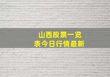 山西股票一览表今日行情最新