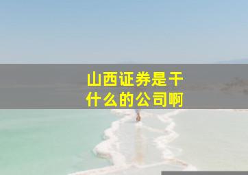 山西证券是干什么的公司啊