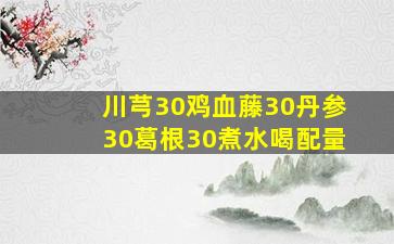 川芎30鸡血藤30丹参30葛根30煮水喝配量