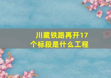 川藏铁路再开17个标段是什么工程