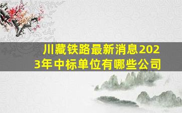 川藏铁路最新消息2023年中标单位有哪些公司