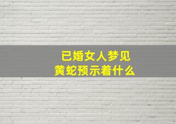 已婚女人梦见黄蛇预示着什么