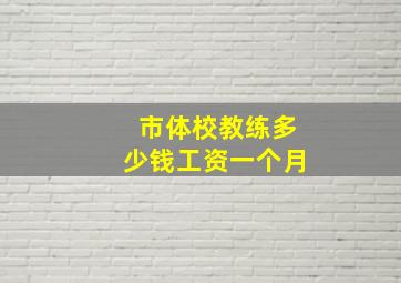 市体校教练多少钱工资一个月