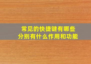 常见的快捷键有哪些分别有什么作用和功能