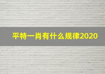 平特一肖有什么规律2020