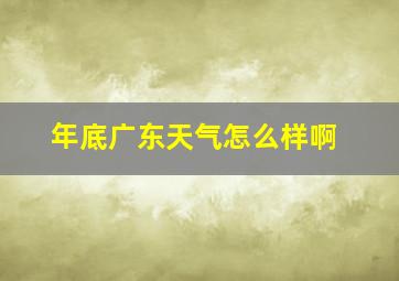 年底广东天气怎么样啊