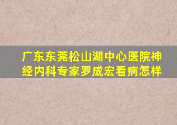 广东东莞松山湖中心医院神经内科专家罗成宏看病怎样