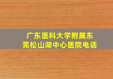 广东医科大学附属东莞松山湖中心医院电话