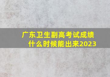 广东卫生副高考试成绩什么时候能出来2023