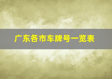 广东各市车牌号一览表