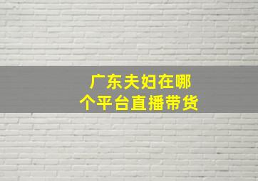 广东夫妇在哪个平台直播带货