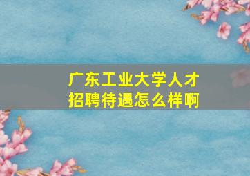 广东工业大学人才招聘待遇怎么样啊