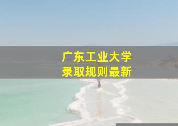 广东工业大学录取规则最新