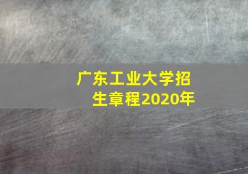 广东工业大学招生章程2020年