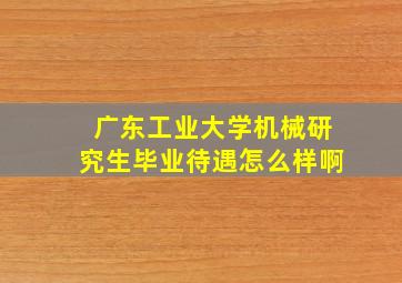 广东工业大学机械研究生毕业待遇怎么样啊