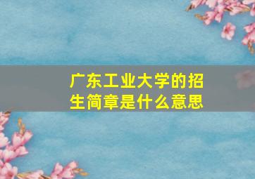 广东工业大学的招生简章是什么意思