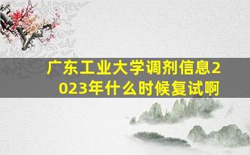 广东工业大学调剂信息2023年什么时候复试啊