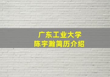 广东工业大学陈宇瀚简历介绍