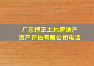 广东恒正土地房地产资产评估有限公司电话